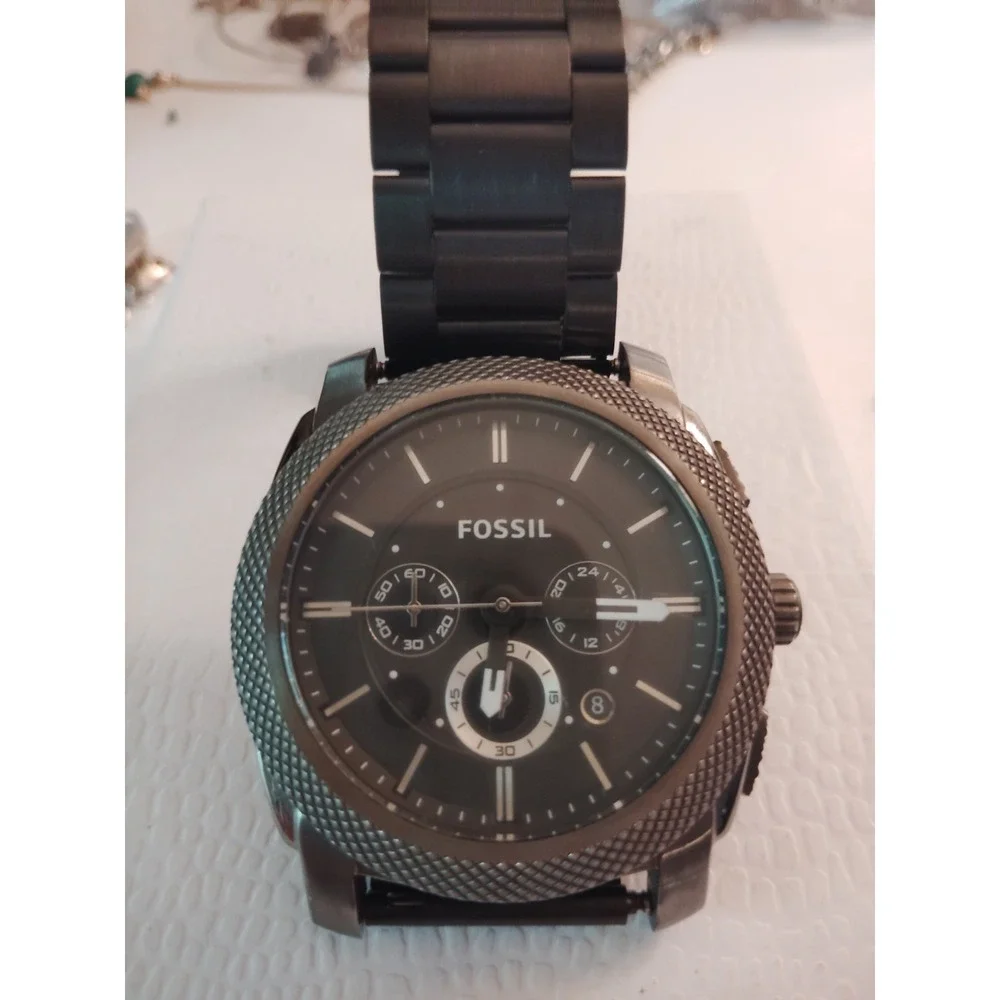 Fossil chronograph men's Metal band,quartz,Analog& battery New